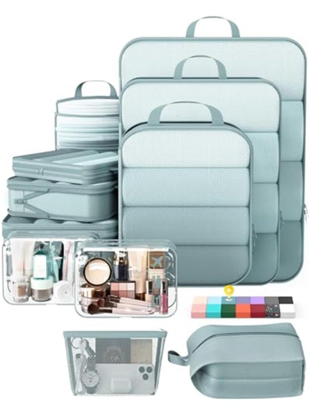 Compression Packing Cubes Travel Organizer Set Luggage Storage Bags 11 Piece